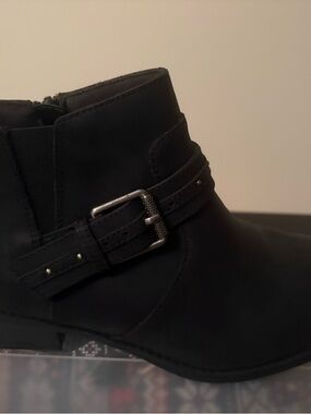 Clarks Black Ankle Boot with Buckle Strap